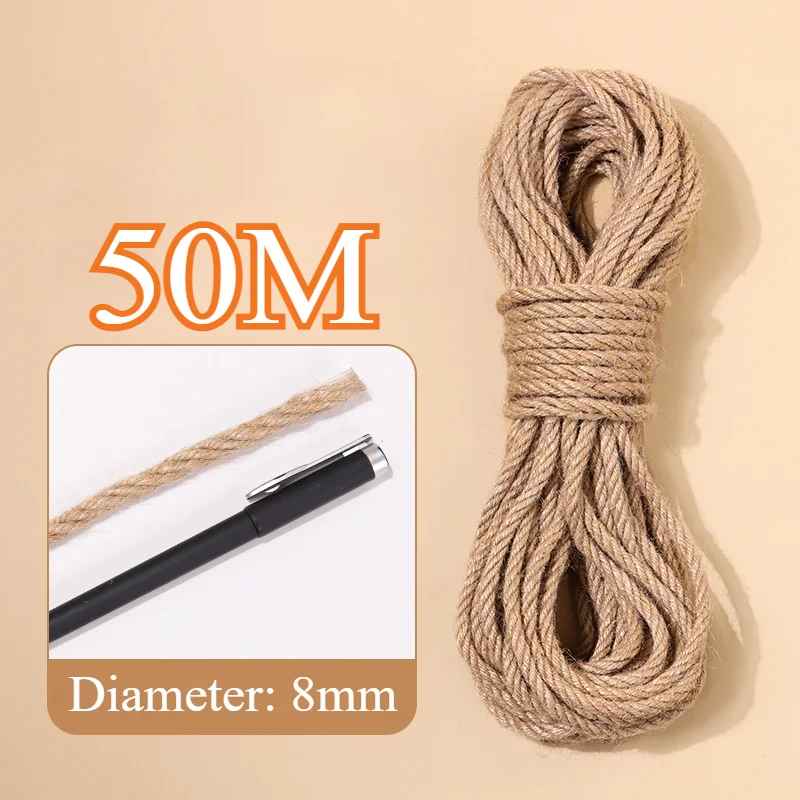 Corde en sisal naturelle 50 mètres diamètre 8 mm pour arbre à chat