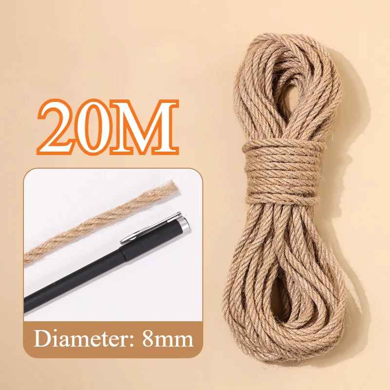 Corde en sisal naturelle 20 mètres diamètre 8 mm pour arbre à chat
