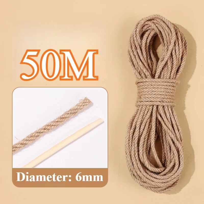 Corde en sisal naturelle 50 mètres diamètre 6 mm pour arbre à chat
