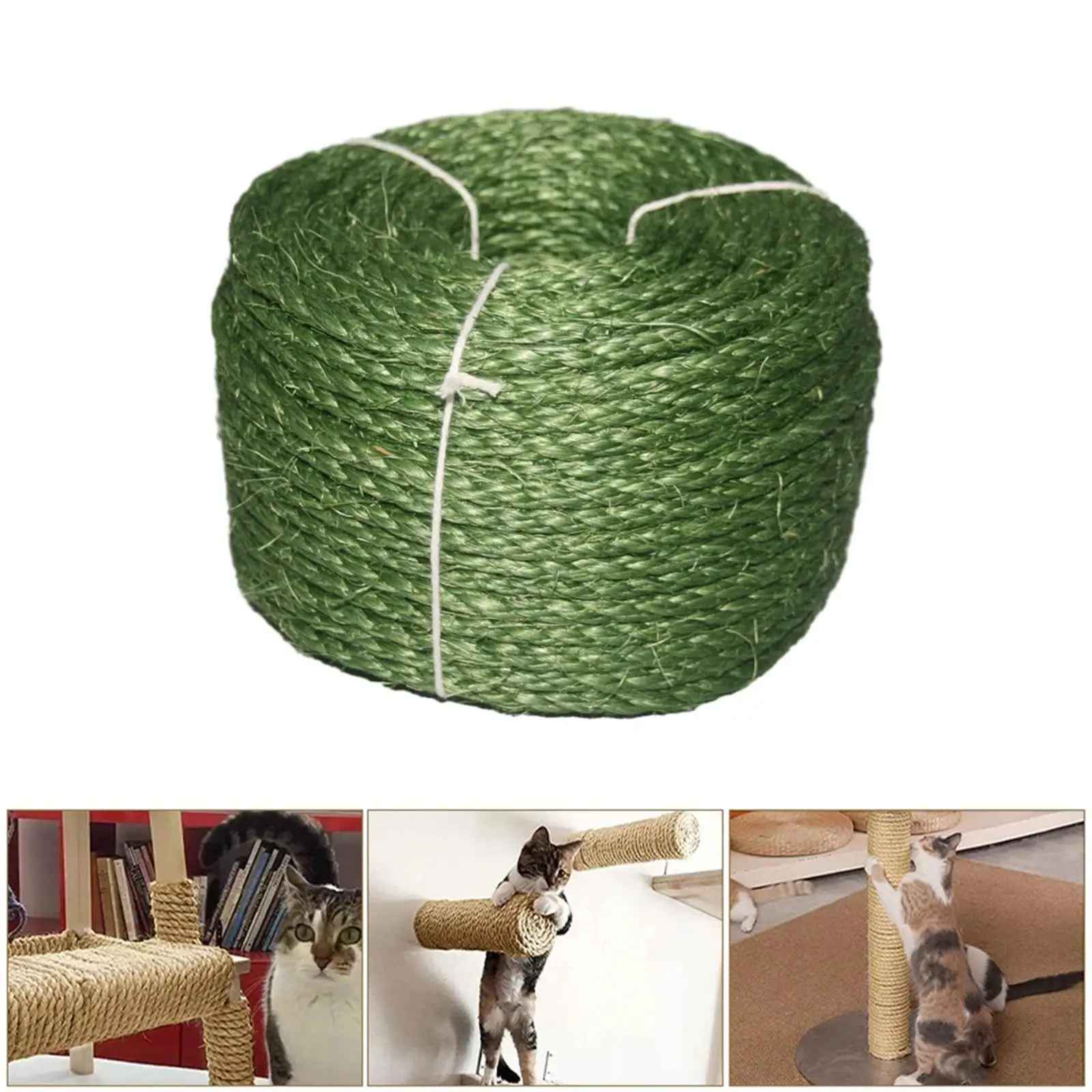 Bobine verte de corde en sisal naturelle pour arbre a chat NaturPlay avec exemples d utilisation
