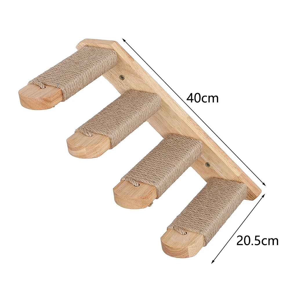 Escalier mural pour chat en bois avec marches recouvertes de sisal pour grimper
