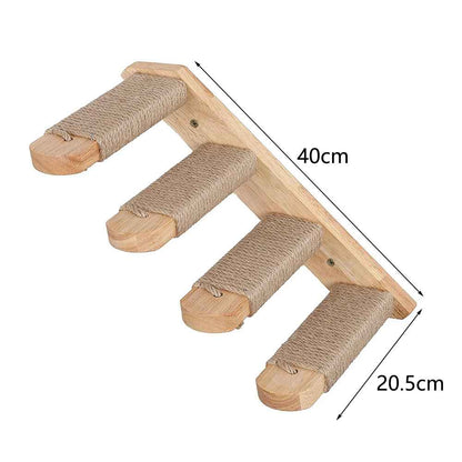 Escalier mural pour chat en bois avec marches recouvertes de sisal pour grimper
