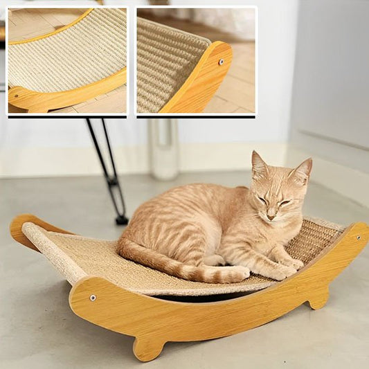 griffoir chat design hamac en bois avec surface en sisal