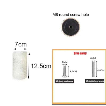 Poteau griffoir en sisal de 12 5 cm avec schéma de fixation M8 et vis incluses

