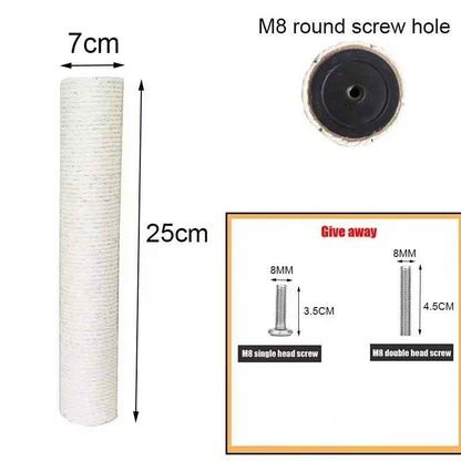 Poteau griffoir en sisal de 25 cm avec schéma de fixation M8 et vis incluses
