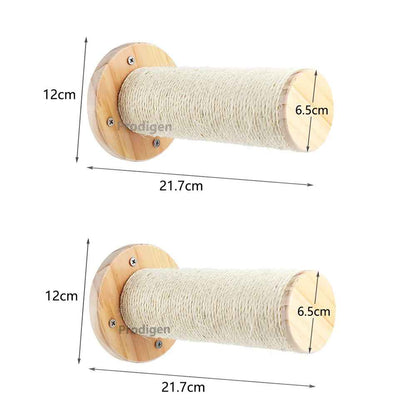 Griffoir mural pour chat cylindrique en bois et sisal avec dimensions 21,7 cm et 12 cm

