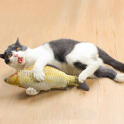Jouet chat interactif poisson jaune chat qui mord