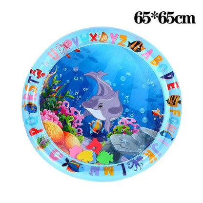 tapis aquatique rond pour chat rempli d eau avec animaux marins jouet interactif 65x65 cm
