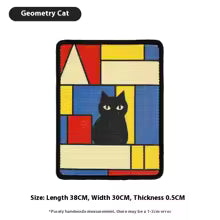 tapis griffoir pour chat motif géométrique avec silhouette de chat