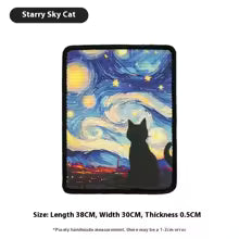 tapis griffoir pour chat motif nuit étoilée avec silhouette de chat