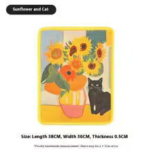 tapis griffoir pour chat motif tournesol avec illustration de chat